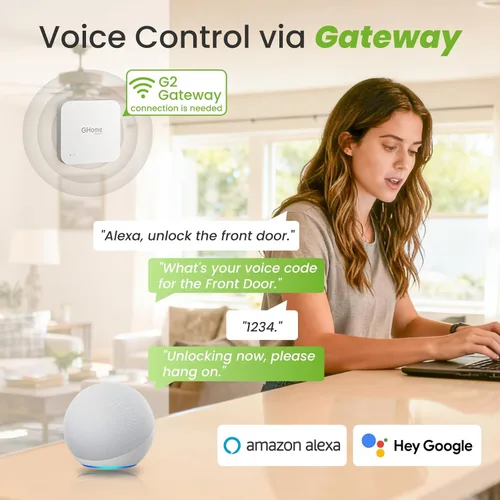 Miniatura 6 de GHome Smart Cerrojo de Seguridad, Cerradura de Puerta sin Llave con Código de Huella Dactilar para Puerta Delantera, Bloqueo Automático, Control por