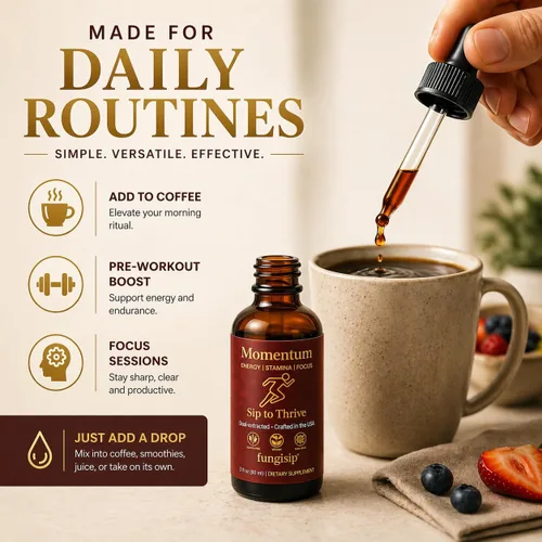 Miniatura 4 de Momentum Cordyceps & Lion's Mane - Gotas de tintura de hongos - Extracto líquido Energy & Focus - Ingredientes orgánicos - 2 onzas