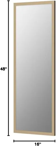 Miniatura 7 de whitebeach Espejo de puerta colgante, espejo de cuerpo completo de pared de longitud completa 44"x16" dorado montado en la pared sobre la puerta