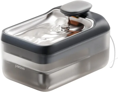Fuente de agua automática para gatos, 4.5 L, bandeja de bebidas de acero inoxidable de gran capacidad, dispensador de agua para gatos, bomba Gris
