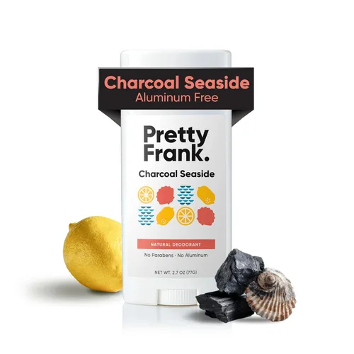Pretty Frank Desodorante en barra natural sin aluminio, carbón marino (paquete de 1) | Control de olores durante todo el día para mujeres y hombres