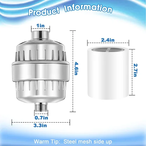 Miniatura 8 de 2 filtros de ducha con paquete de 4 filtros de ducha de 20 etapas, suavizante de agua resistente para eliminar el cloro, fluoruro, metales pesados