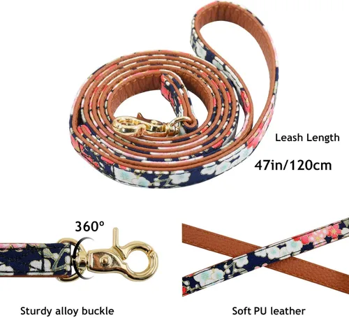Miniatura 3 de Juego de collar y correa de perro con pajarita, 3 unidades, diseño a cuadros, camuflaje, puntos, flores, bandanas con campana, 3 tamaños ajustables