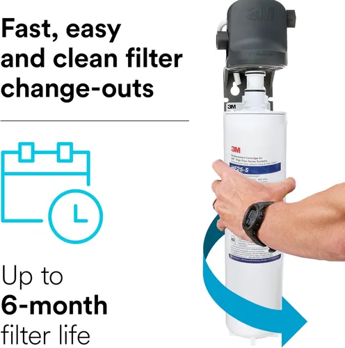Miniatura 6 de 3M HF25-S - Cartucho de filtro de repuesto genuino 3M de la Serie de Alto Flujo para sistema de filtro de agua ICE125-S, reduce el cloro, el sabor