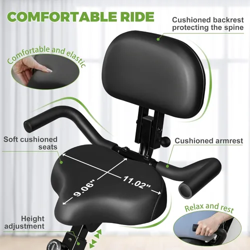 Miniatura 5 de Caromix - Bicicleta estática plegable, 5 en 1, bicicleta magnética estacionaria, bicicleta vertical para interiores, entrenamiento en casa, Negro