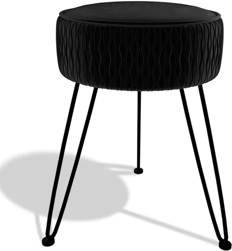 Reposapiés de terciopelo para tocador, sillas otomanas redondas con pies antideslizantes, asiento de tocador con patas negras, mesa auxiliar