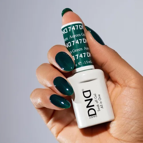 Miniatura 2 de DND - Juego de esmaltes de gel, 1 esmalte de gel y esmalte de uñas, 747 Auora Green, 0.5 onzas líquidas