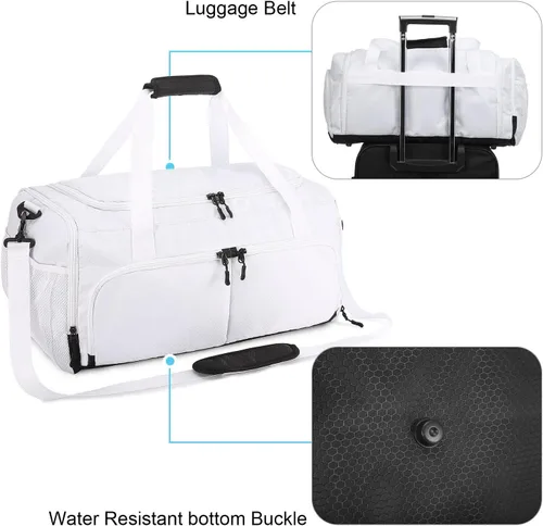 Miniatura 4 de Sucipi Bolsa de gimnasio para hombres y mujeres, bolsas de viaje pequeñas con compartimento para zapatos y bolsillo húmedo, bolsa ligera de fin