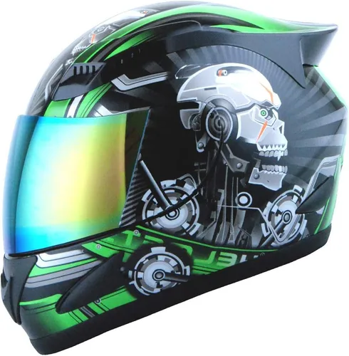 Miniatura 27 de 1Storm - Casco de cabeza completa para motocicleta, diseño de calavera mecánica HJDJ11