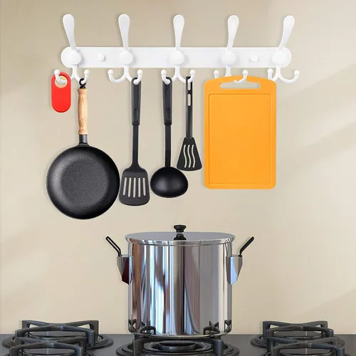 Miniatura 8 de Perchero montado en la pared, 2 paquetes de 15 ganchos de acero inoxidable para abrigo, sombrero, toalla, bolso, batas, entrada, baño, armario