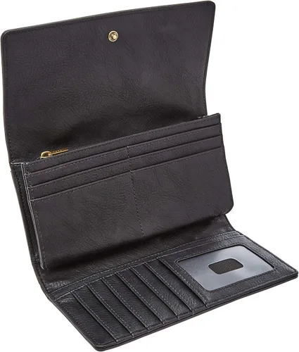Miniatura 5 de Fossil Logan RFID - Cartera de piel con solapa para mujer., Negro, talla única