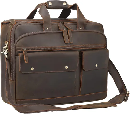 Maletín XL de cuero de 18 pulgadas para hombres que se adapta a portátiles de 17 pulgadas, bolsa cruzada de mensajero de viaje de negocios