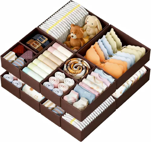 Miniatura 28 de DIMJ Organizador de cajones para ropa, paquete de 6 unidades, organizadores plegables para bebé, organizador de almacenamiento y cómoda