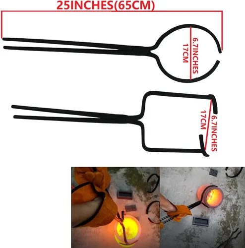 Miniatura 2 de Juego de pinzas de crisol de 55.1 lbs para fundir metal, herramientas de fundición de fundición, crisoles para verter y elevar, mandíbula de 6.7