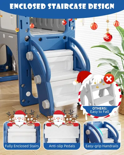 Miniatura 8 de XJD - Juego de tobogán y columpio 13 en 1 para niños pequeños, tobogán para niños de 1 año en adelante, juego de exterior para niños pequeños