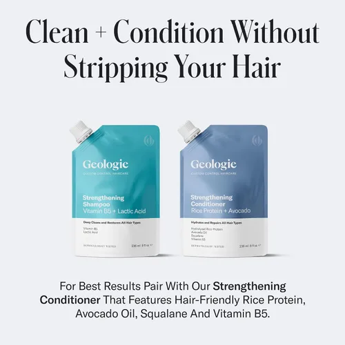 Miniatura 5 de Geologie Champú fortalecedor Vitamina B5 + ácido láctico Control personalizado Cuidado del cabello 8 onzas líquidas