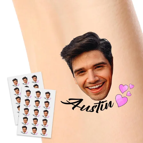 Miniatura 19 de Tatuajes temporales personalizados, personaliza cualquier foto tatuajes para cumpleaños, boda, despedida de soltera, 1 juego de 15 tatuajes Patrón 9