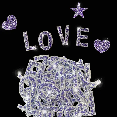 Miniatura 4 de 47 calcomanías de letras y números con diamantes de imitación, grandes, autoadhesivas, calcomanías de corazón con purpurina de cristal para ropa