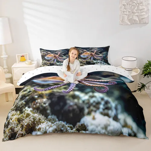 Miniatura 16 de Erosebridal Juego de funda de edredón con diseño de hojas y mono para niños, funda de edredón de animales divertidos, tamaño individual para niños