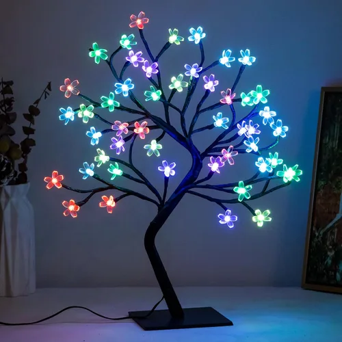 Miniatura 2 de BDUSXYZ Juego de 2 Árboles de Cerezo Iluminados - 48 LED, 16 Cambios de Color, 4 Modos, Árbol Bonsái Artificial Enchufable como Luces Nocturnas