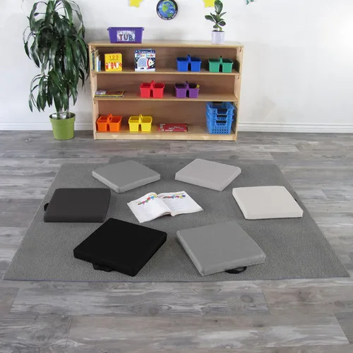 Miniatura 5 de Factory Direct Partners SoftScape - Cojines de piso cuadrados de 15 pulgadas con asas para salón de clases; asientos flexibles para guardería