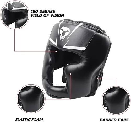 Miniatura 4 de Casco de boxeo para niños y adultos: casco de kickboxing MMA con malla, casco para combatir karate taekwondo artes marciales
