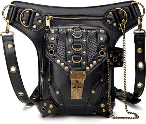 Rebajas Cyber Monday Ofertas Venta Steampunk Riñonera Bolso para cintura Moda Gótico Hombro Bandolera Bandolera Muslo Pierna Capucha Bolsa de Viaje
