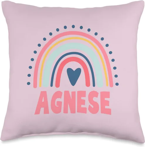 Idea Regalo Personalizzata con Nome Gifts Idea Agnese Name Custom Woman Myth Legend Pink Birthday Party Throw Pillow, 16x16, Multicolor