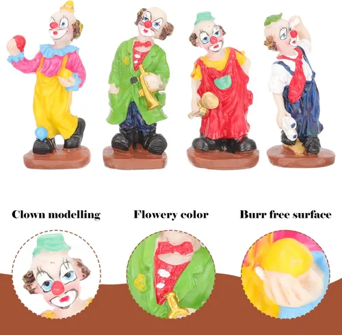 Miniatura 8 de Toyvian Figura de payaso de circo, adorno decorativo en miniatura para bandeja de arena y hogar D Cor modelo de payaso de resina de 3.93 pulgadas