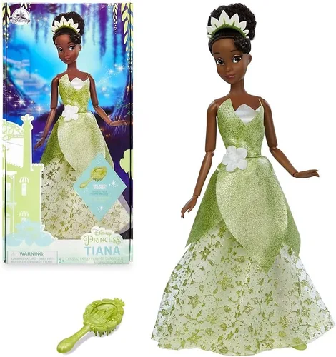 Disney Store Muñeca Clásica Oficial de Princesa Disney (Tiana de La Princesa y el Sapo), 11 Pulgadas, incluye Cepillo con Detalles Moldeados,