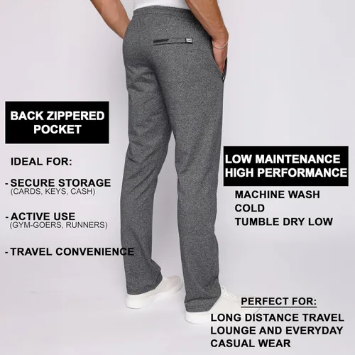 Miniatura 3 de SCR - Pantalones deportivos para hombre, pantalones atléticos de entrepierna larga color negro, gris y azul marino, 30L 32L 34L 36L 38L