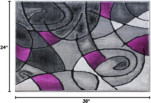 Miniatura 2 de Masada Rugs, Alfombra moderna y contemporánea, color morado, gris y negro (2 pies x 3 pies)