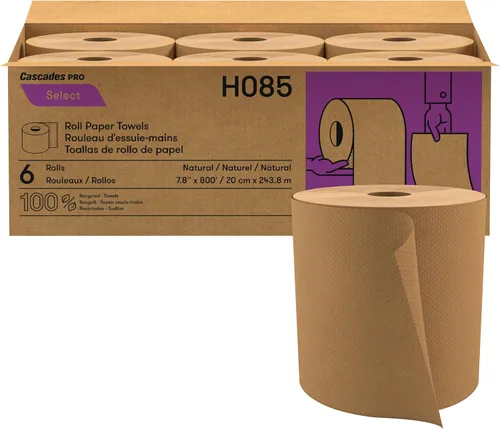 Cascades PRO Seleccione toallas de papel de mano fuertes y absorbentes, adecuadas para la mayoría de dispensadores universales, rollos de toallas de