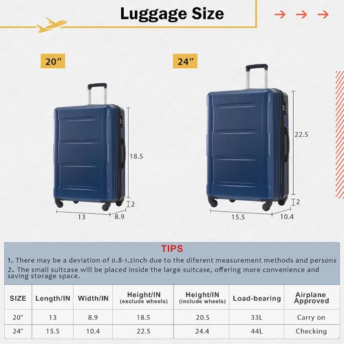 Miniatura 224 de Merax Equipaje, maleta extensible rígida con ruedas giratorias ligeras, Negro -, 40/48/52