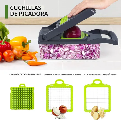 Miniatura 3 de Cortador de verduras con mandolina, picador de verduras, multifuncional 10 en 1, cortador de verduras de cocina, picador de cebolla, queso, cesta