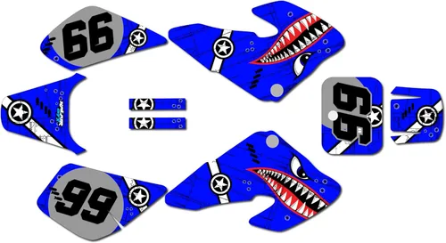 Kit de gráficos para Honda XR50 (2000-2003) Predator Series Azul 09 mil - Kit de calcomanías gráficas de carreras personalizadas para motocross, sin