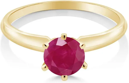 Miniatura 45 de Anillo de compromiso solitario con piedra preciosa redonda de oro amarillo de 14 quilates de 0.236 in para mujer Ajuste clásico de 6 puntas