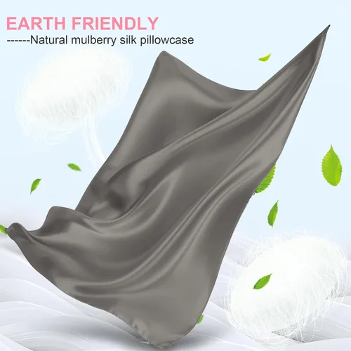 Miniatura 2 de Fundas de almohada de seda de morera tamaño estándar con cremallera oculta, ultra suaves y transpirables, funda de almohada de satén de seda
