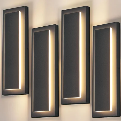 Miniatura 18 de Lámparas de porche delantero de 2 niveles, moderno aplique de pared negro para exteriores, luces exteriores LED impermeables de 15.7 pulgadas, luces