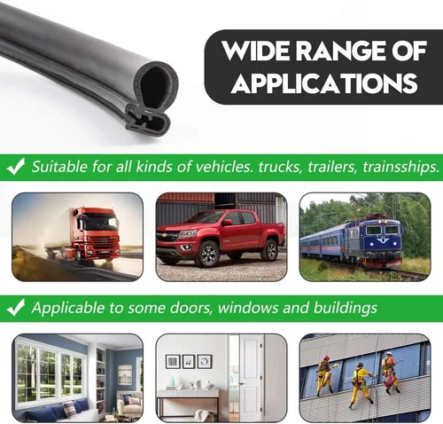 Miniatura 3 de Tira de clima para puerta de automóvil de 20 pies con bombilla superior, ribete de plástico de PVC con sello de goma EPDM, para automóviles, barcos
