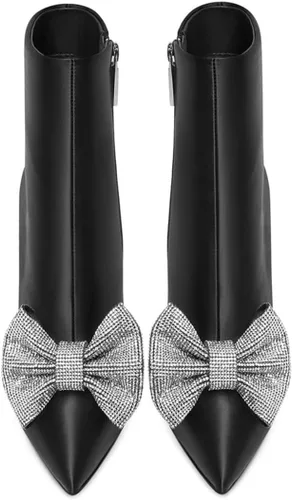Miniatura 145 de FSJ Botas de tacón alto con punta puntiaguda para mujer, con tacón alto, con cremallera lateral brillante, estilo casual, para uso diario, zapatos