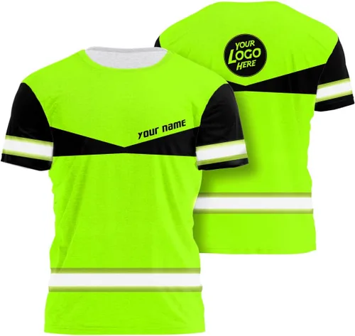 Miniatura 36 de Empresa, Equipo Uniforme Camisa de Alta Visibilidad para Hombres Camisa de Seguridad Logotipo Personalizado Nombre con Cintas Reflectantes AMZ02