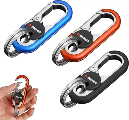 Miniatura 7 de Llaveros para hombres, llavero de automóvil 2024 para hombres, llavero antipérdida con dobles anillas, llavero de liberación rápida