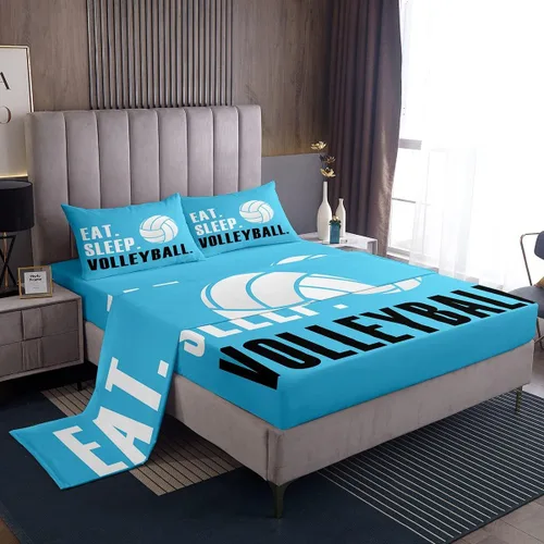 Miniatura 32 de Feelyou Football Bed Sheets Set Twin Size Basketball Sports Deep Pocket Fitted Sheet Soccer Ball Game Bedding Sets Black Baseball Gaming Soft Bed