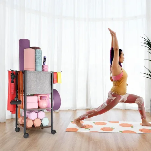 Miniatura 6 de Estante de Almacenamiento para Esterilla de Yoga, Equipo de Gimnasio en Casa, Organizador de Equipo de Entrenamiento, Soporte para Esterilla de Yoga