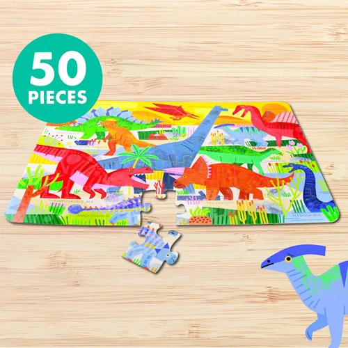 Miniatura 7 de Chuckle & Roar Rompecabezas de piso jumbo de dinosaurio – 50 piezas, 24 x 36 pulgadas, edades de 4 a 6 años – Rompecabezas para niños que brilla