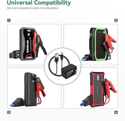 Miniatura 4 de Cargador de alimentación tipo C de 5 V compatible con NEXPOW Car Jump Starter 1500A 2000A Peak Battery Starter; GOOLOO GP2000 GT3000 Adaptador