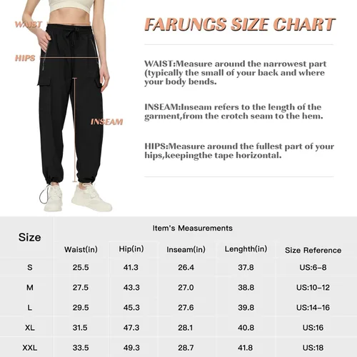 Miniatura 6 de FARUNGS Pantalones cargo de secado rápido, ligeros, tácticos, con 5 bolsillos, para mujer, cintura elástica y resistentes al agua
