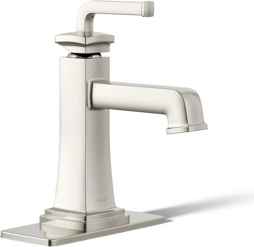 Miniatura 34 de KOHLER K-27399-4K-2MB Riff - Grifo de lavabo de baño amplio, grifos de baño de 3 agujeros con drenaje clicker, 1.0 GPM, latón moderno cepillado