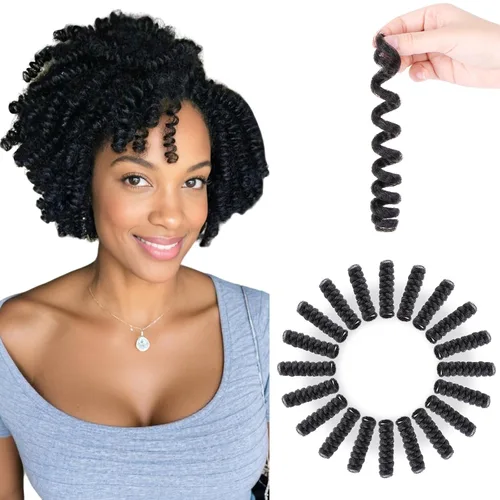 Miniatura 21 de BECUS Extensiones de cabello corto y rizado con trenzas de ganchillo para mujeres negras, paquete de 3 extensiones de cabello rizado de 10 pulgadas
